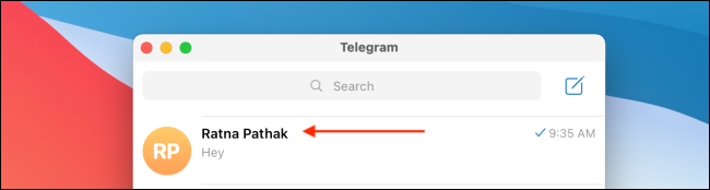 Seleziona Chat per contatto su Telegram su Mac