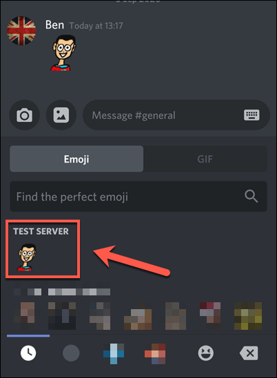 Tippe auf das benutzerdefinierte Emoji auf deinem Server