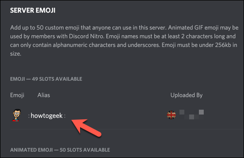 Ein benutzerdefiniertes Emoji auf einem Discord-Server.