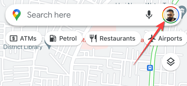 Tippen Sie auf Ihrem iPhone oder iPad in Google Maps auf Ihr Profilbild.