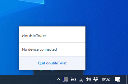Il software doubleTwist Sync su Windows, informa l
