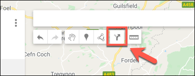 Натиснете опцията Добавяне на упътвания, за да добавите нов слой с упътвания към персонализирана карта на Google Maps