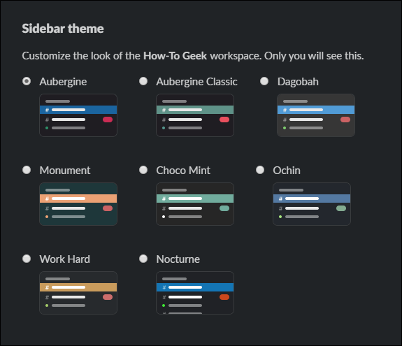 Slack за Desktop Персонализиране на тема на страничната лента