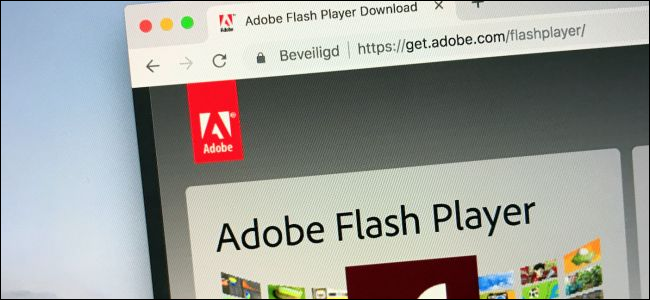 Sitio web de Adobe Flash Player en una computadora