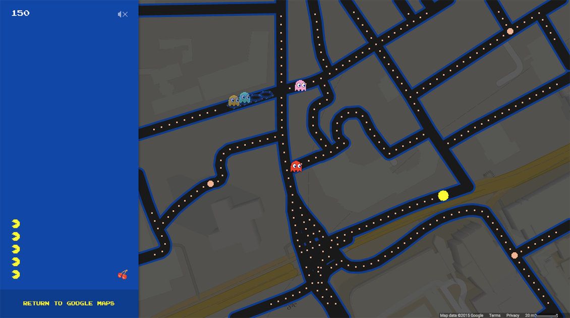 Google Maps Pac-Man není aprílový žert, je to dárek od Googlu
