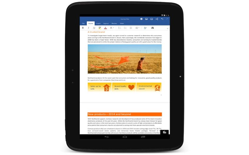 Microsoft Office tabab Androidi tahvelarvuteid Wordi, Exceli ja PowerPointi abil