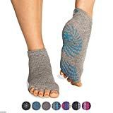 Gaiam Grippy Toeless Yoga Socks, Small / Medium, Heather Grey