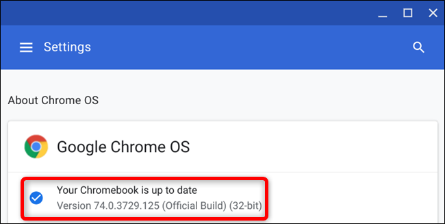 Dopo il riavvio del Chromebook, vedrai che il tuo Chromebook è aggiornato quando controlli la disponibilità di aggiornamenti