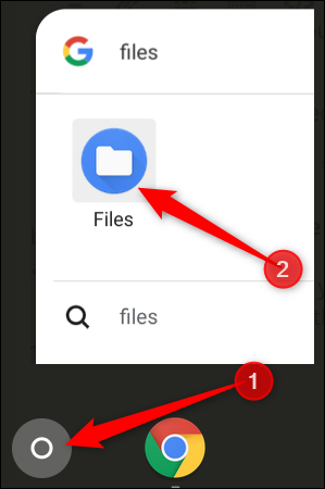 Tippen Sie auf die Schaltfläche Suchen und geben Sie dann Dateien ein, um die Dateien-App zu finden