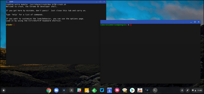Как се различава Crosh от терминала на Linux на Chromebook?