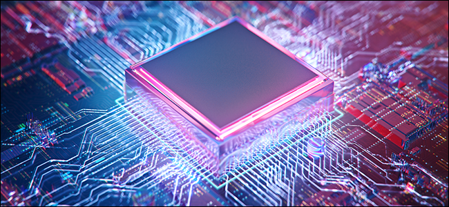 3D-Darstellung der CPU vor dem Hintergrund der Platine