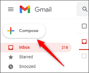 Бутон за създаване в Gmail