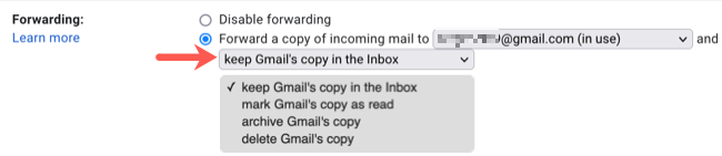 Wählen Sie aus, was mit den E-Mails geschehen soll