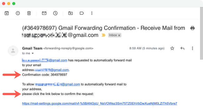 E-Mail des Gmail-Teams zur Weiterleitung
