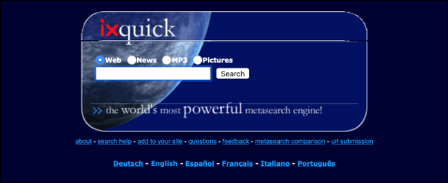 ixquick Meta meklētājprogramma (Wayback Machine)
