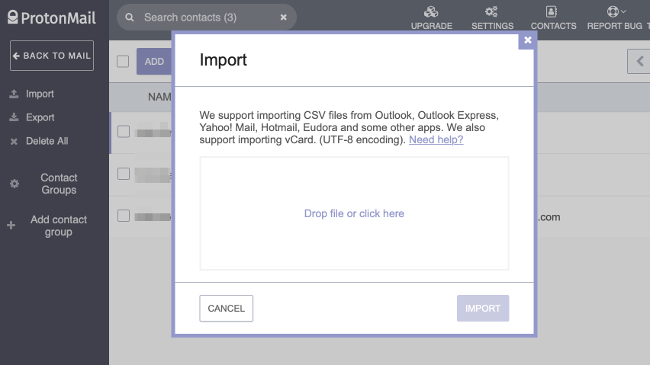 Importējiet kontaktpersonas, izmantojot CSV, uz ProtonMail