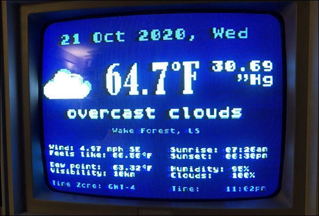 Экран состояния Weather.xex на Atari 800XL.
