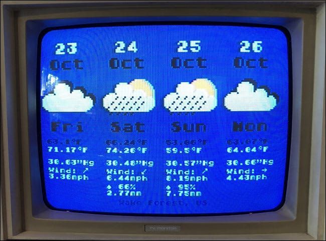 Четырехдневный прогноз погоды на Atari 800.