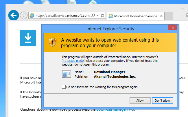 Предупреждение за сигурността на Internet Explorer