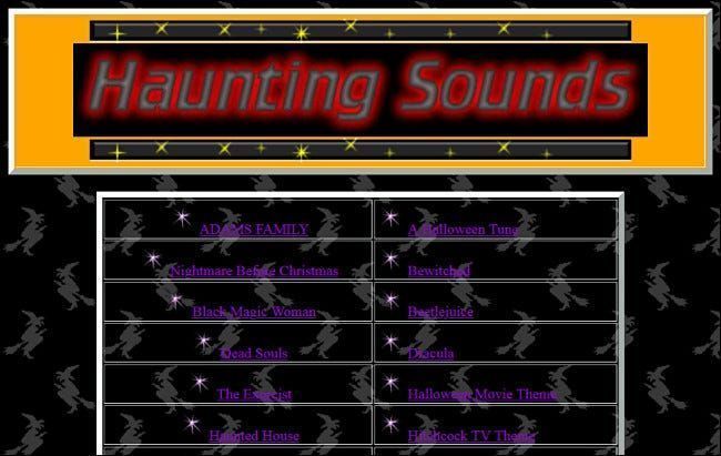 Links zu Halloween-Songs auf der Haunting Sounds-Website.