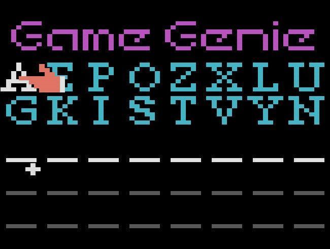 La pantalla de ingreso de código de NES Game Genie.