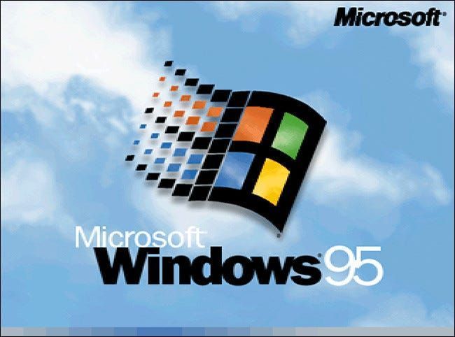 Das Microsoft Windows 95-Logo beim Start.