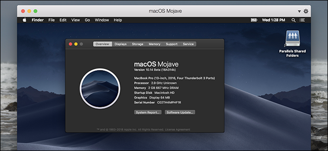 MacOs Mojave pārskats Mac datorā.