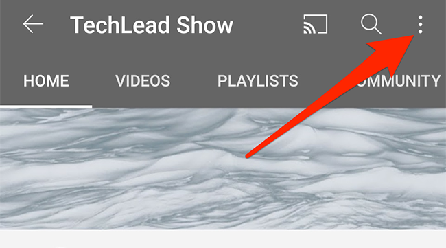 Ketik tiga titik di penjuru kanan sebelah atas skrin saluran dalam apl YouTube.