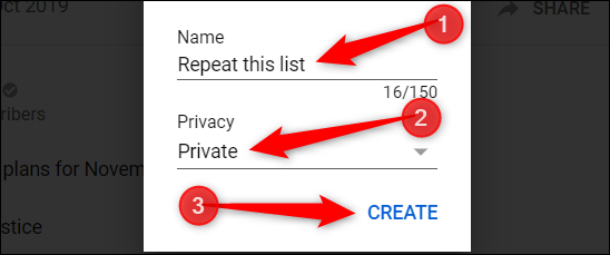 Asígnele un nombre, establezca la configuración de privacidad y luego haga clic en