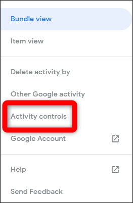 Η δραστηριότητά μου Google Κάντε κλικ στα Στοιχεία ελέγχου δραστηριότητας