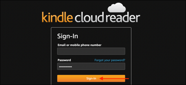 Pierakstieties programmā Kindle Cloud Reader