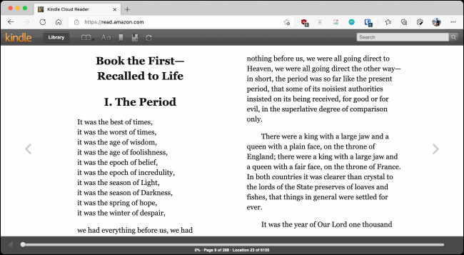 Kindle mākoņa lasītājs ar lietotāja interfeisu