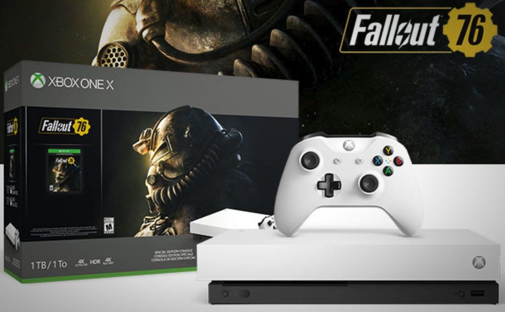 Microsoft pārdod baltu komplektu Xbox One X un Fallout 76
