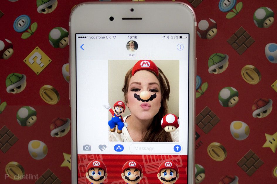 Mario matricák hozzáadása a fotóidhoz az iOS 10 Üzenetek alkalmazásban