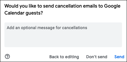 Pilih untuk mengirim pembatalan email