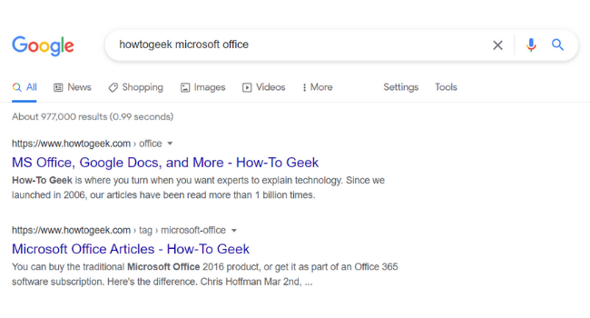 Google Търсене HowToGeek