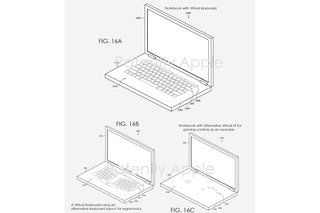 Apple patents iedomājas MacBook ar virtuālu, pielāgojamu tastatūru