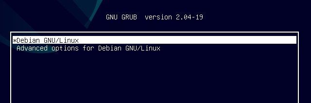 Pilihan menu GRUB untuk Debian 11 Bullseye