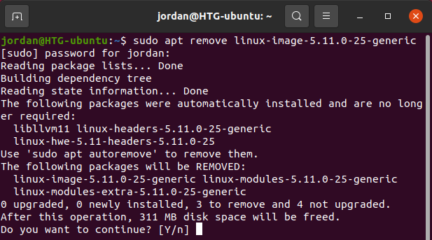 Keluarkan kernel yang dipasang menggunakan apt dalam Ubuntu
