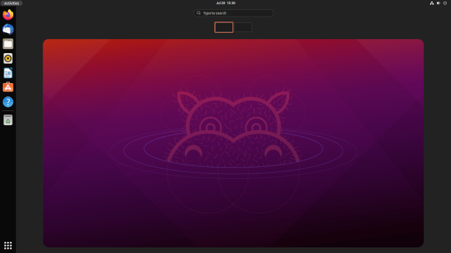 Darbību skats Ubuntu versijā 21.10, pirmsizlaide