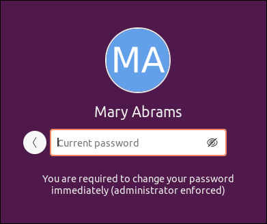 La schermata di reimpostazione della password.