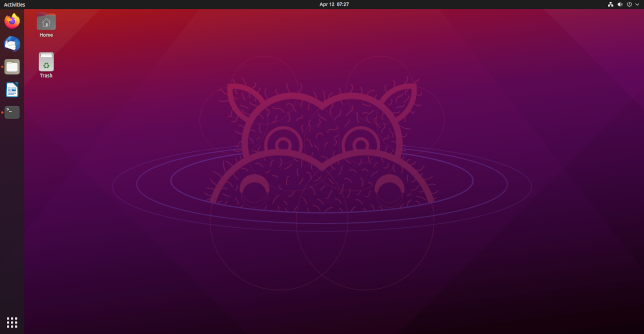 Il desktop predefinito di Ubuntu 21.04