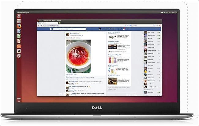 Il laptop Dell XPS 13 Developer Edition che mostra un desktop Ubuntu.