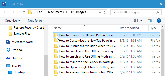 Kako spremeniti privzeto lokacijo za vstavljanje slike v Microsoft Wordu
