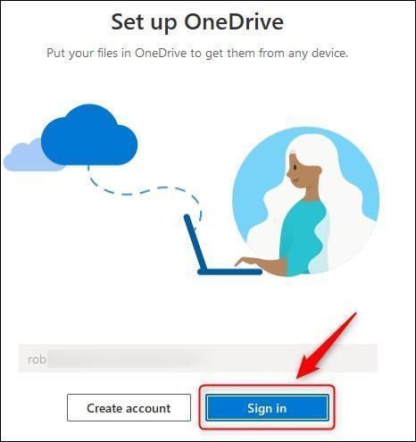 Το κουμπί σύνδεσης στο OneDrive.