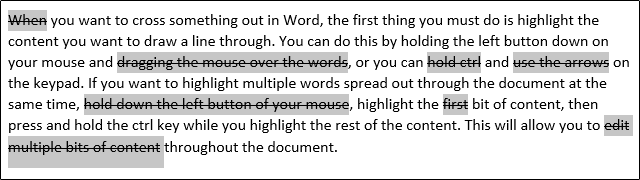 Precrtane riječi u programu Microsoft Word