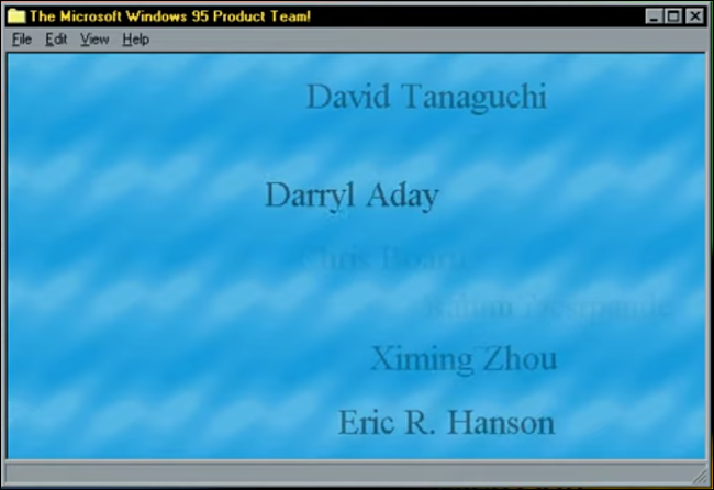 Windows 95 Team Credits Telur Paskah.
