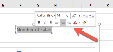 Изскачащото меню за форматиране на текстово поле в Excel
