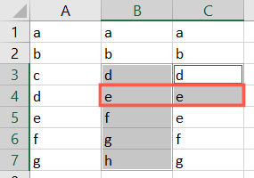 صفين الاختلافات في Excel