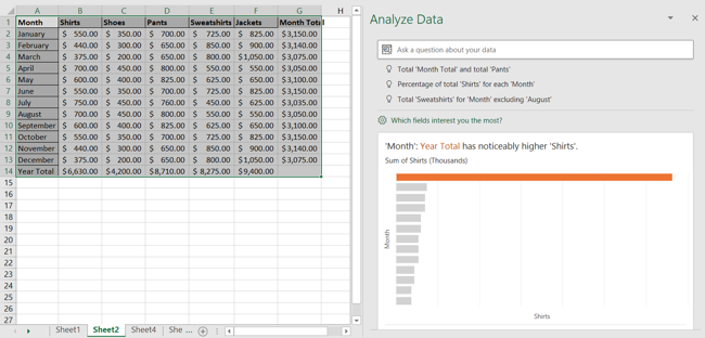 Αναλύστε το παράθυρο εργασιών δεδομένων στο Excel